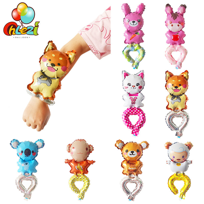 20pcs Cartoon Animal Wrist Balloons Rabbit Sheep Monkey Hand Wearing Air Balloon Kids Toys Birthday Party Decoration Baby Shower