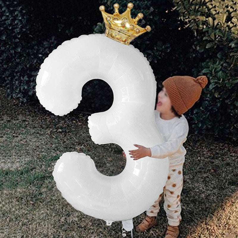 32inch Gold Crown Number Foil Balloon 1st 3st Birthday Party Wedding Ballon Supplies Baby Shower Decoration Air Globos