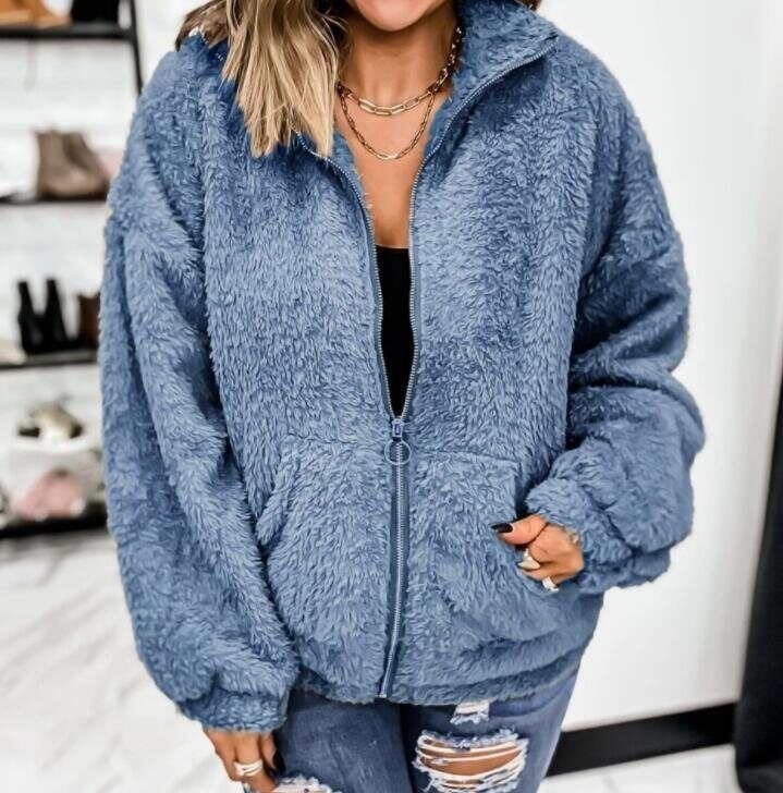 Sherpa Full Zipper Long Sleeve Sweater