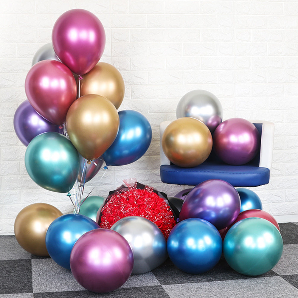 10Pcs 10 Inch Metallic Balloon Chrome Metal Ball Pearl Latex Balloon Color Happy Birthday Decoration Party Decoration