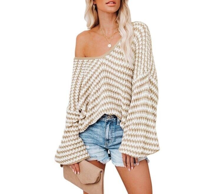 Striped Knitwear Round Neck Long Sleeve Sweater