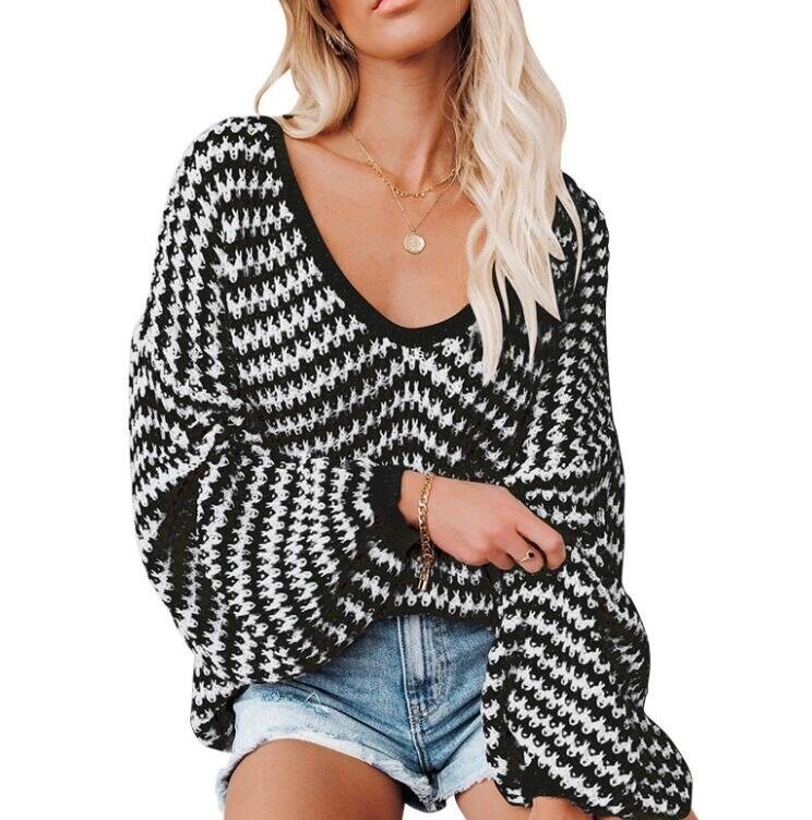 Striped Knitwear Round Neck Long Sleeve Sweater