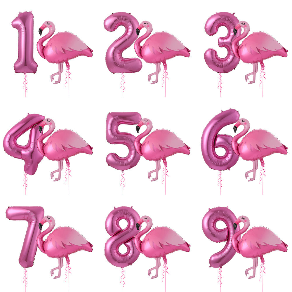 2/6Pcs Tropical Decoration Foil Balloon 40 Inch Pink Number Flamingo Theme Summer Party Birthday Gift Baby Shower Decor