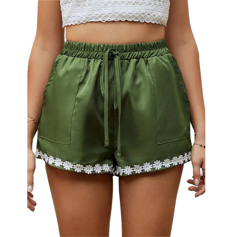 Drawstring Loose Stretch Lace Up Shorts