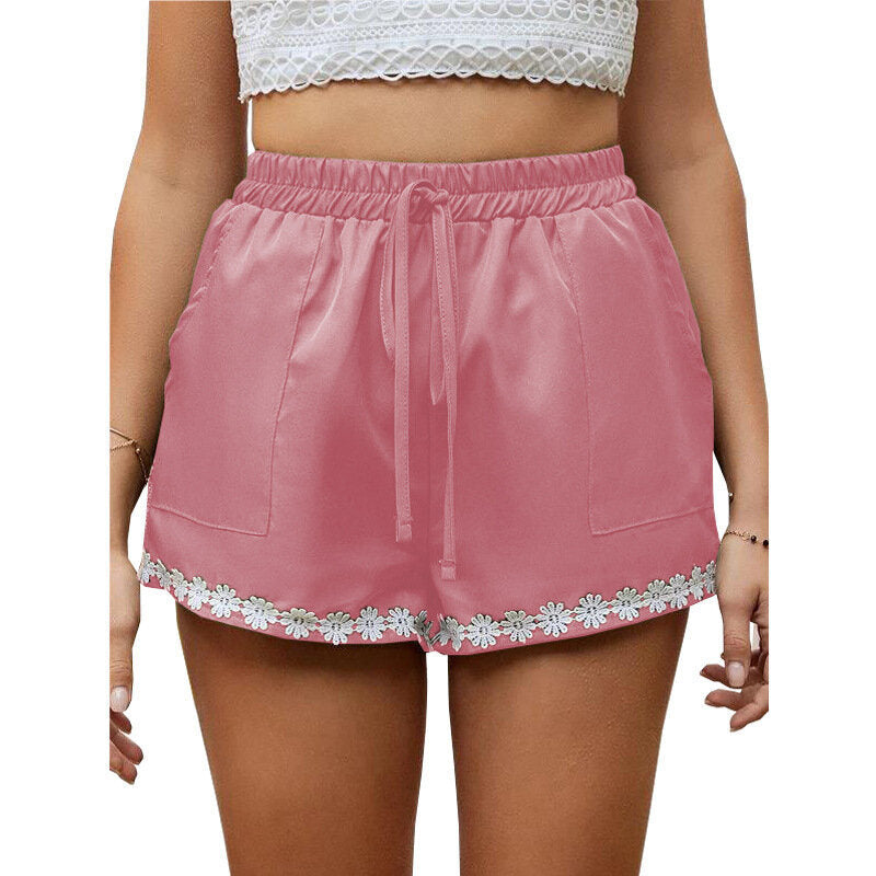 Drawstring Loose Stretch Lace Up Shorts