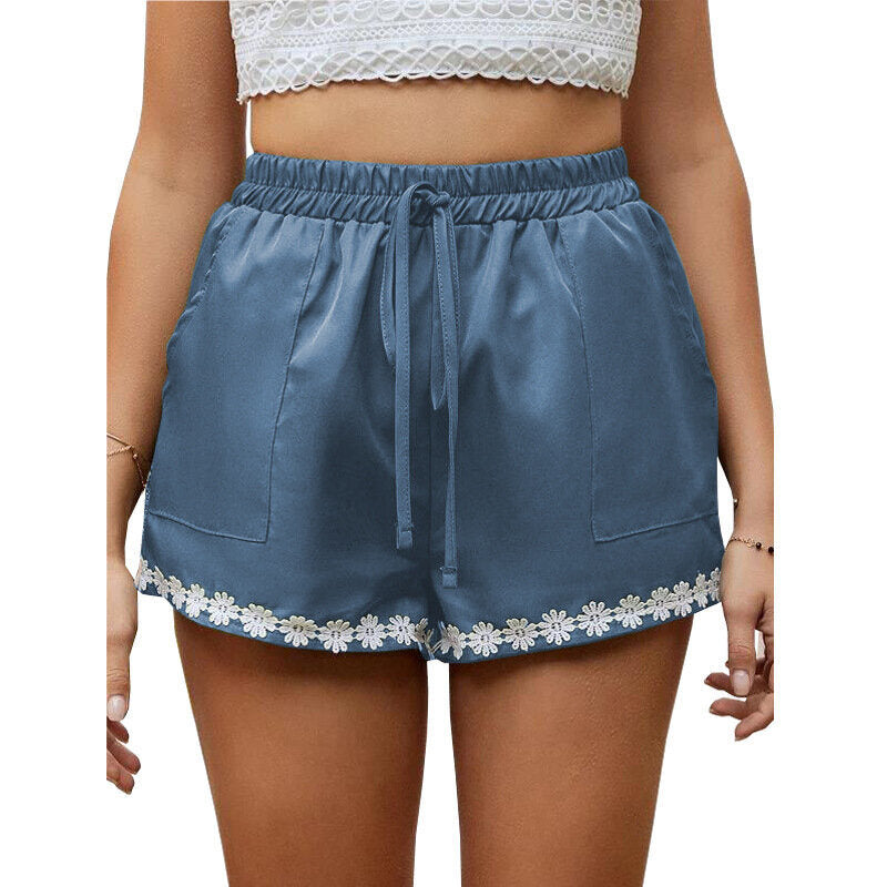 Drawstring Loose Stretch Lace Up Shorts