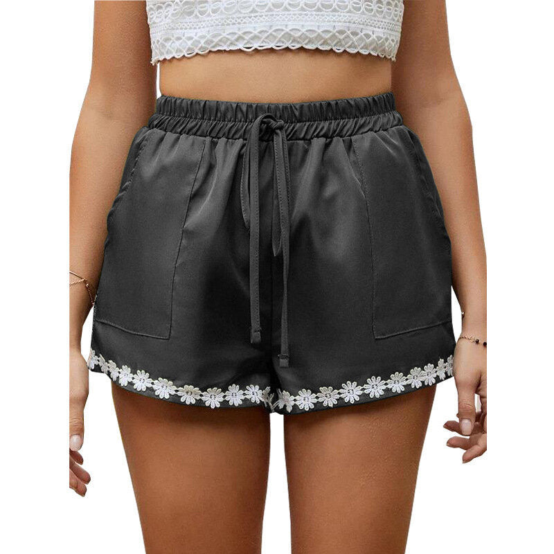 Drawstring Loose Stretch Lace Up Shorts