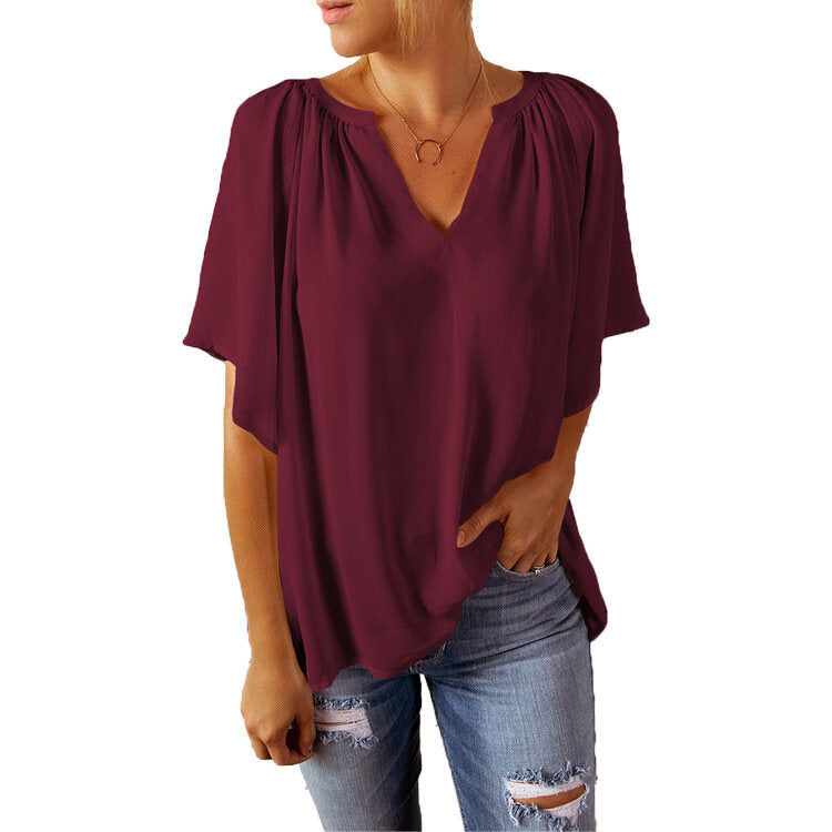 Chiffon Loose Half Sleeve T-Shirt