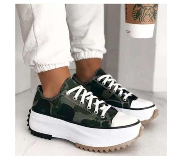 Platform Canvas Lace Up Sneakers