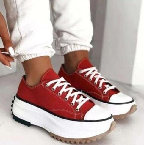 Platform Canvas Lace Up Sneakers