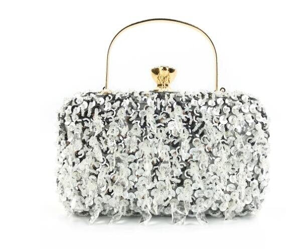 Beaded Sequin Flowers Clutch Handbag Purse