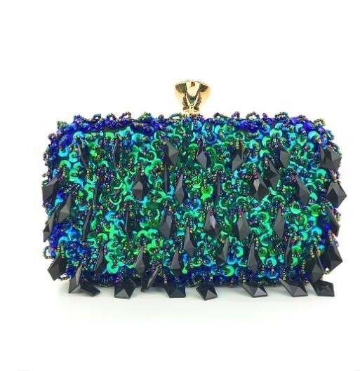 Beaded Sequin Flowers Clutch Handbag Purse