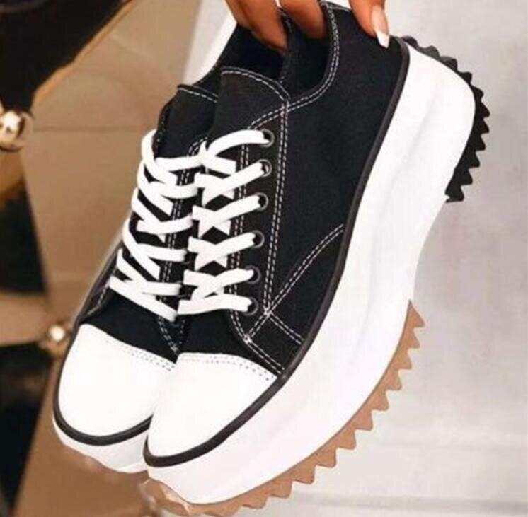 Platform Canvas Lace Up Sneakers