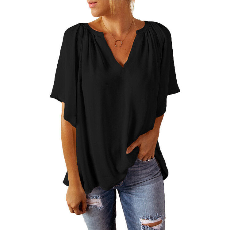 Chiffon Loose Half Sleeve T-Shirt