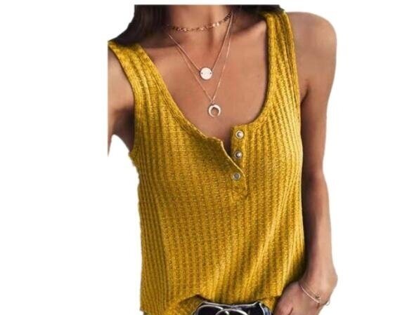 Solid Color U-Neck Sleeveless T-Shirt Tank