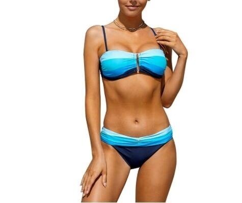 Colorful Striped Bikini Split Swimsuit