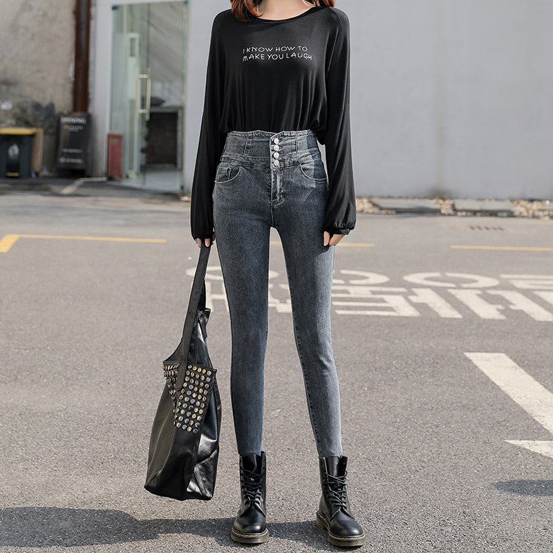 2022 Fashion Versatile High Waist Jeans Women&#39;s Skinny Skinny Jeans High Quality