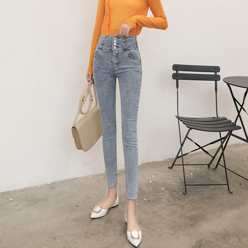 2022 Fashion Versatile High Waist Jeans Women&#39;s Skinny Skinny Jeans High Quality