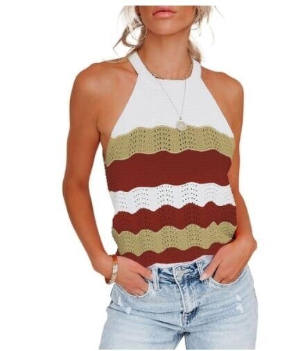 Knit Striped Rainbow Sleeveless Tank Top