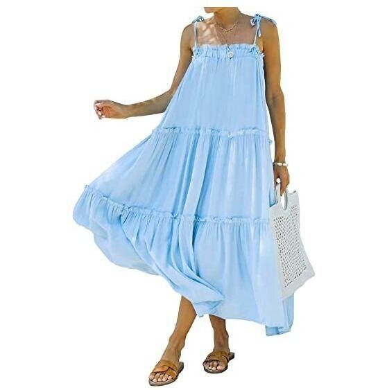 Spaghetti Strap Beach Casual Long Swing Dress