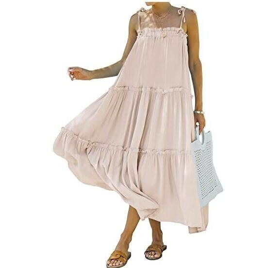 Spaghetti Strap Beach Casual Long Swing Dress