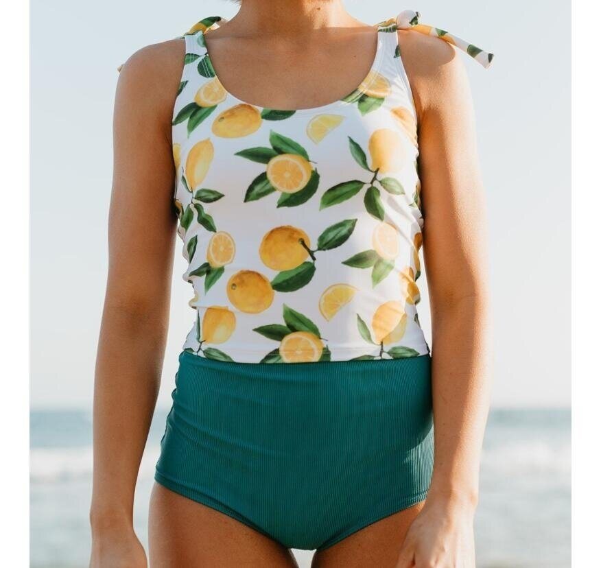 Fruit Print Tankini Top with Boyshorts Swimsuit