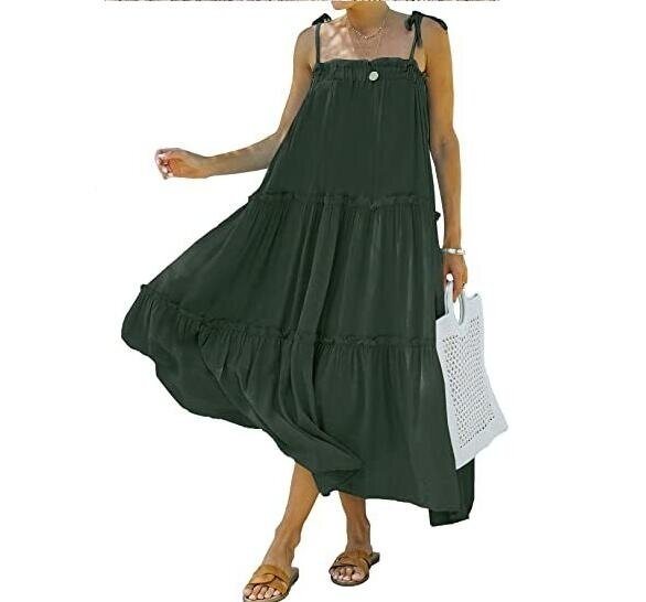 Spaghetti Strap Beach Casual Long Swing Dress