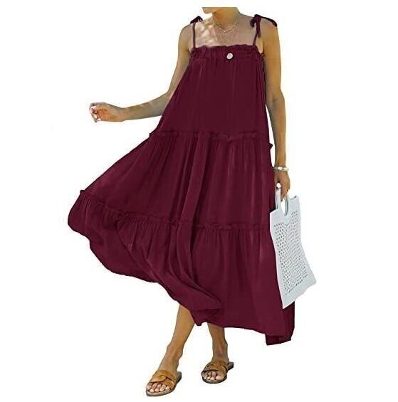 Spaghetti Strap Beach Casual Long Swing Dress