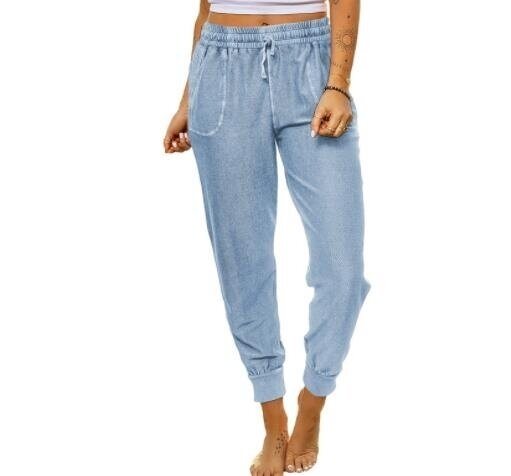 Solid Color Elastic Waistband Loose Casual Harem Pants