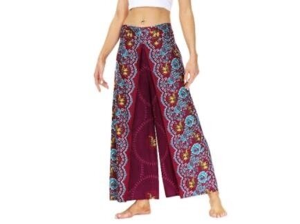 Boho Palazzo Slit Wide Leg Pants Workout Yoga Harem Pants