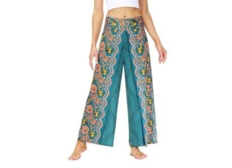 Boho Palazzo Slit Wide Leg Pants Workout Yoga Harem Pants