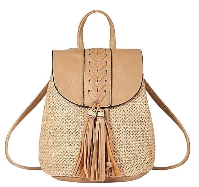 Beach Straw Fringe Backpack