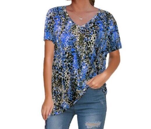 Printed V-Neck Short Sleeve T-Shirt