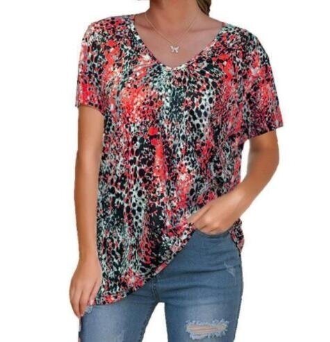 Printed V-Neck Short Sleeve T-Shirt