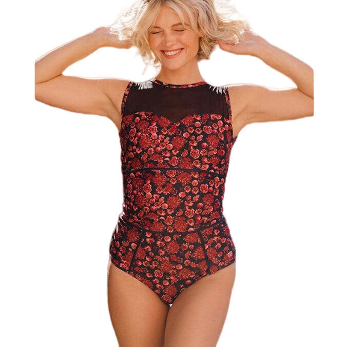 Red Floral One Piece Swimsuit