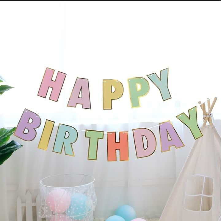 1 SET Ready Stock - Happy Birthday Party Flags Party Decoration Birthday Banner Bunting 15*18CM