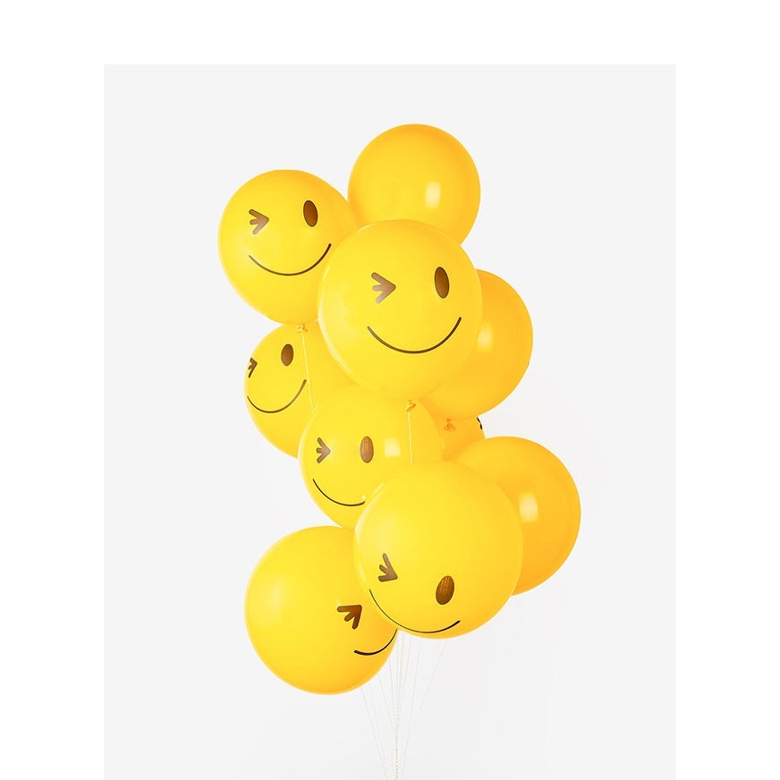 10Pcs/bag 10inch Smiling Face Latex Balloon Yellow Blink Ball Birthday Party Decoration