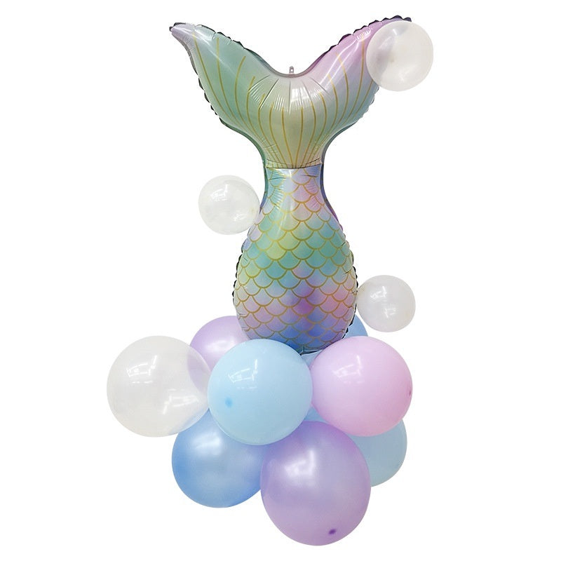 1 SET (Ready Stock) Mermaid column balloon Mermaid Tail Part Foil Balloon Set 9PCS