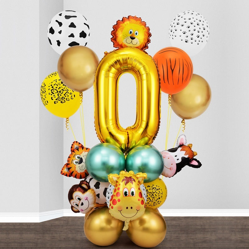 1 SET New Forest Animal Party Set Balloon Digital Combination Aluminum Mold Balloon Column Birthday Decoration