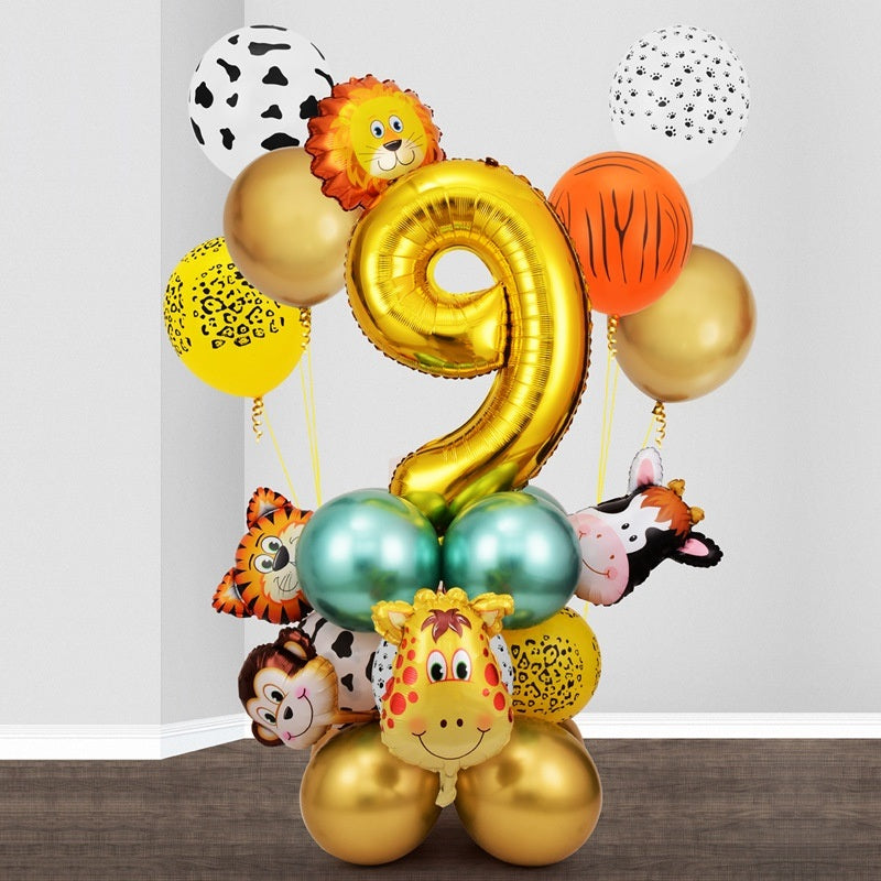 1 SET New Forest Animal Party Set Balloon Digital Combination Aluminum Mold Balloon Column Birthday Decoration