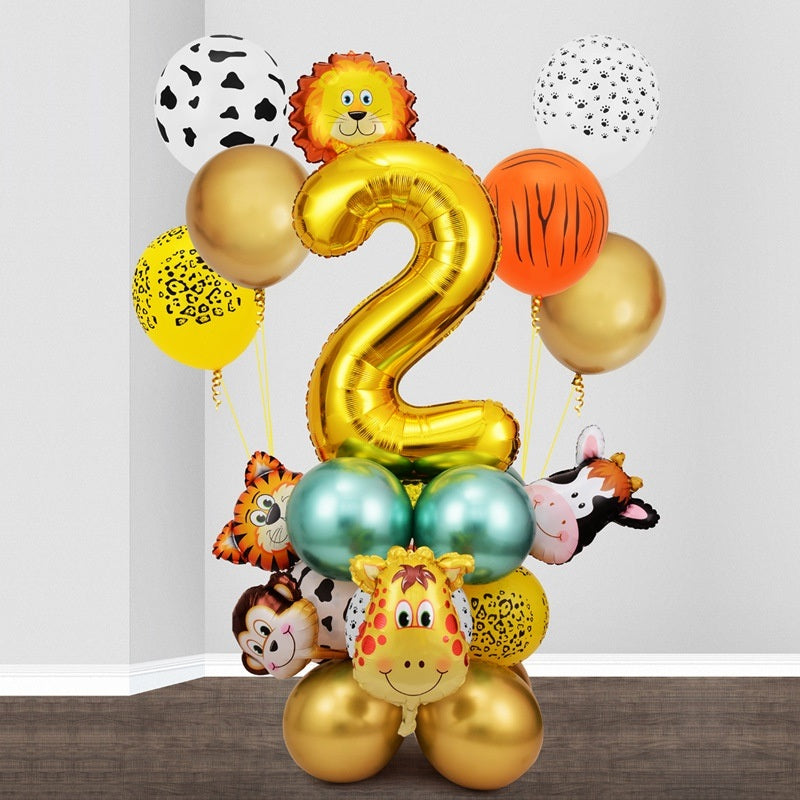 1 SET New Forest Animal Party Set Balloon Digital Combination Aluminum Mold Balloon Column Birthday Decoration