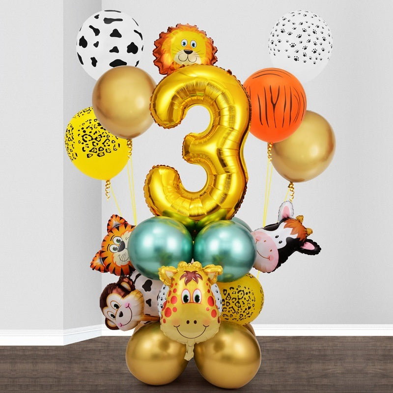 1 SET New Forest Animal Party Set Balloon Digital Combination Aluminum Mold Balloon Column Birthday Decoration