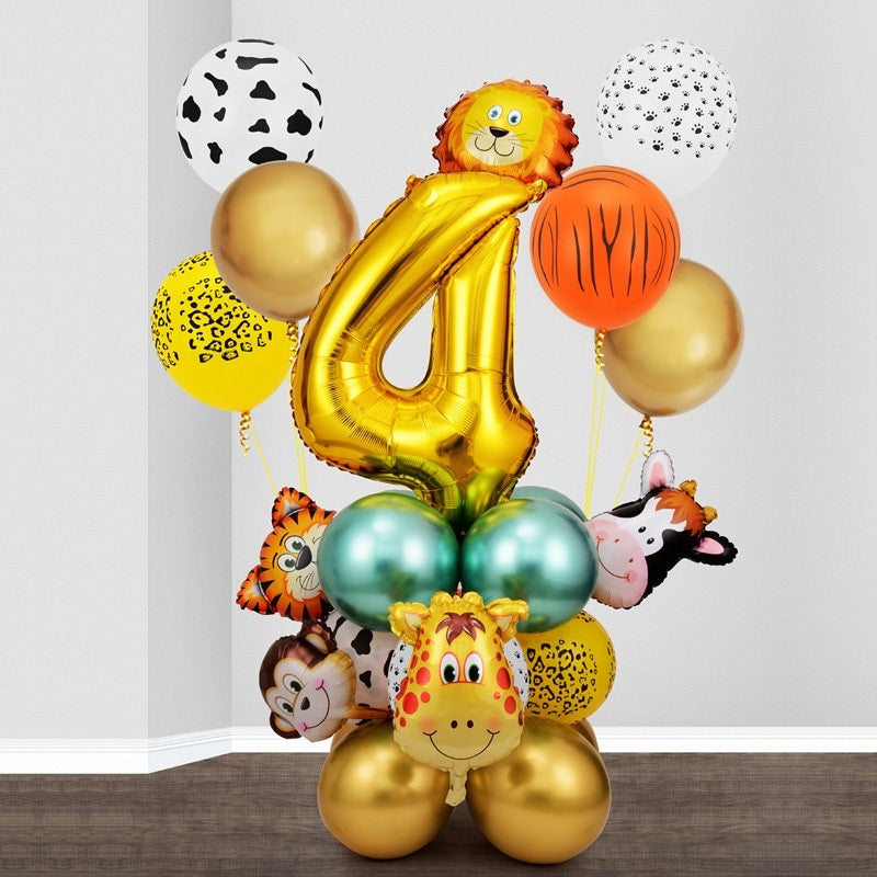 1 SET New Forest Animal Party Set Balloon Digital Combination Aluminum Mold Balloon Column Birthday Decoration