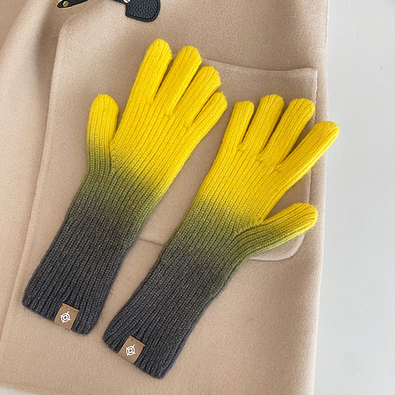 Gradient Glove Touch Screen Gloves For Winter Warm Fashion Gloves