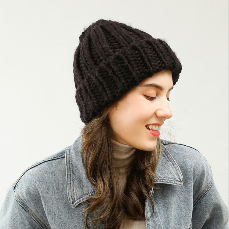 Woolen Hat For Women Autumn And Winter Icelandic Wool Rugged Cycling All The Way To Warm The Thick Needle Wool Hat