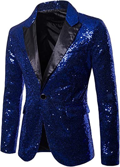 Mens Sequin Suits Jackets Blazer Slim Fit Notched Lapel One Button Party Show Tux Dress Coats