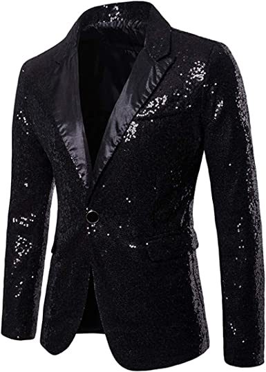 Mens Sequin Suits Jackets Blazer Slim Fit Notched Lapel One Button Party Show Tux Dress Coats