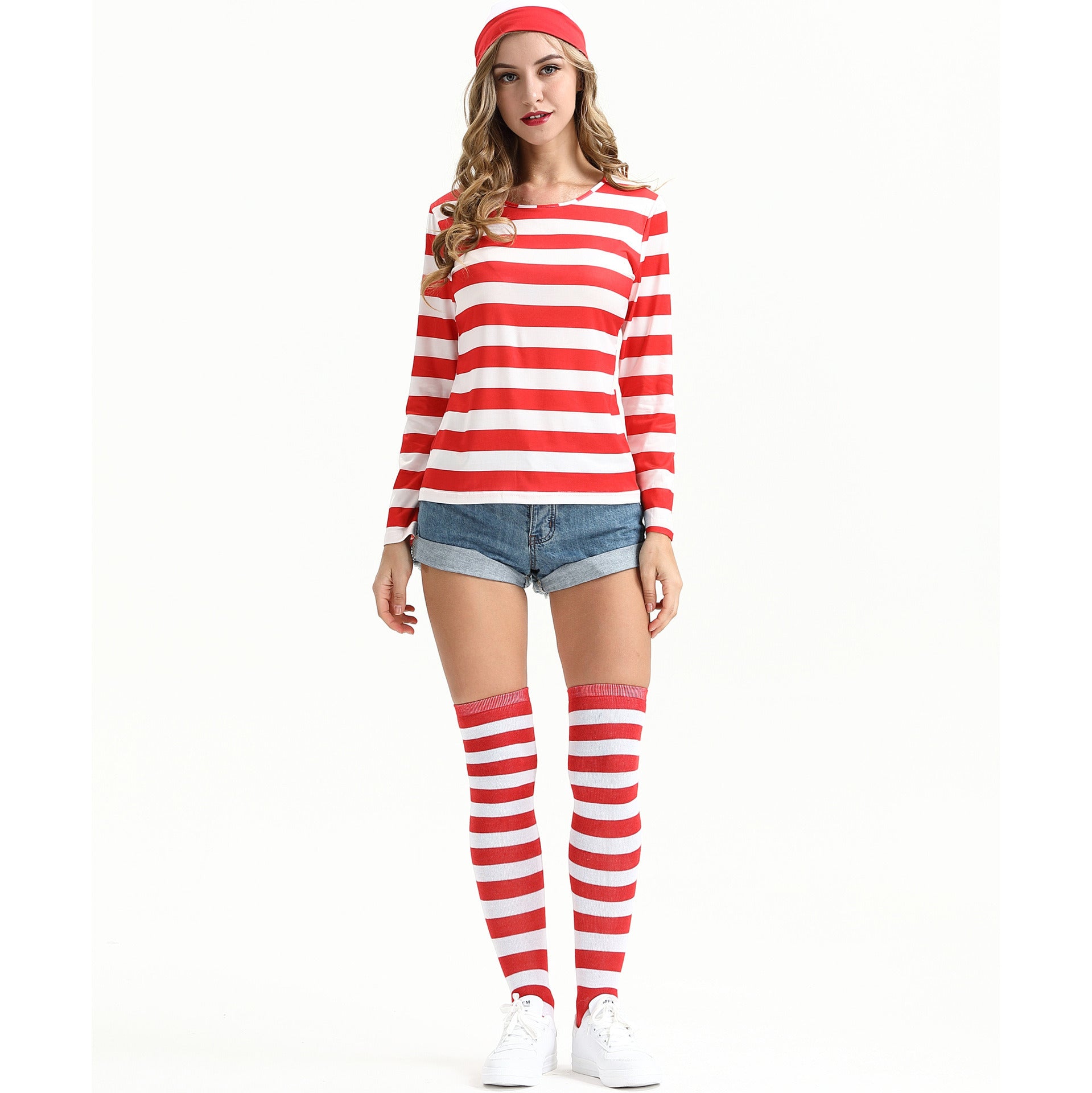 Christmas Costume For Men And Women Cosplay Smart Warley Striped Christmas Suit