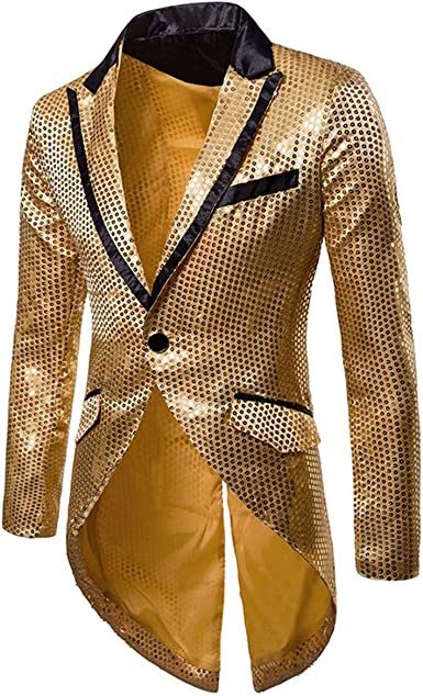 Mens Sequin Blazer Tailcoat Jacket Tuxedo Swallowtail Suits Shiny Dinner Party Show Tux Dress Coat