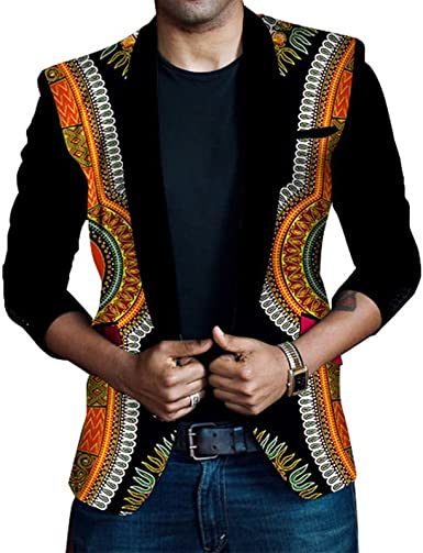 Men's African Indian Dashiki Suit Print Floral Dress Suits Shawl Collar One Button Party Blazer Jacket Tops